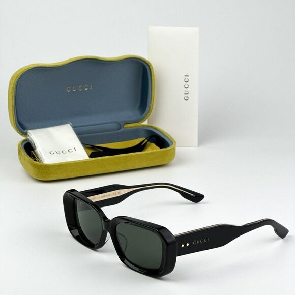 NEW Gucci GG1531SK 001 Black Grey Unisex Rectangle Sunglasses GG 1531SK